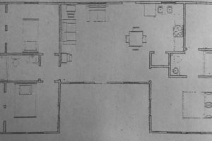 custom floorplan for ormeida's classic deluxe cabin drawn on a paper