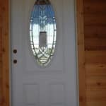decorative glass on a custom cabin's front door