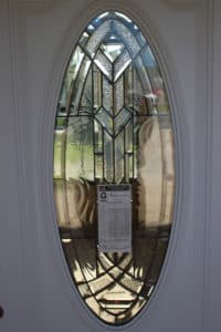decorative glass on a custom cabin's front door